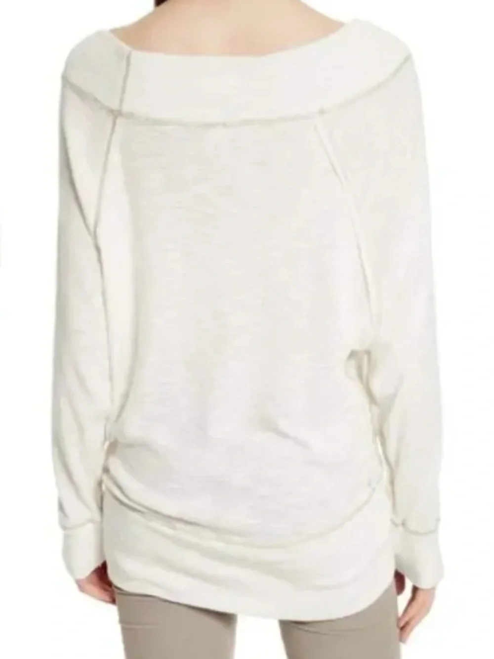 Free People We The Free Palisades Off Shoulder Thermal Sweater Top Ivory Size XS